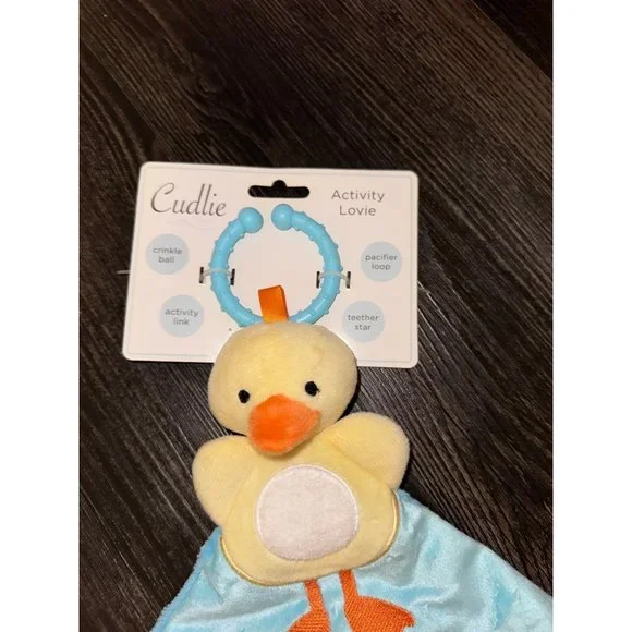 NWT! Baby Cudlie Activity Lovie Blue Security Chick Blanket Paci Teether Crinkle - Picture 3 of 3